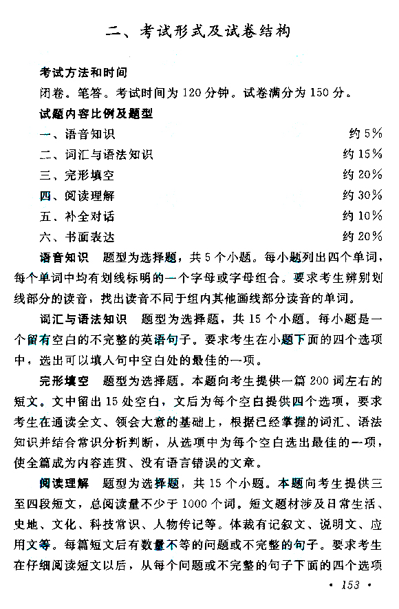 2015年成人高考高起點(diǎn)《英語》考試大綱